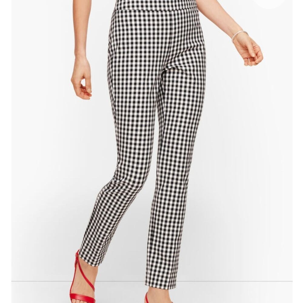 NEW Women's Talbots 16 Chatham Ankle Pants Springtime Gingham Black White